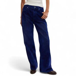 FREE PEOPLE Tinsley Baggy High Rise Flocked Jeans / Twilight Blue-ish Purple NWT